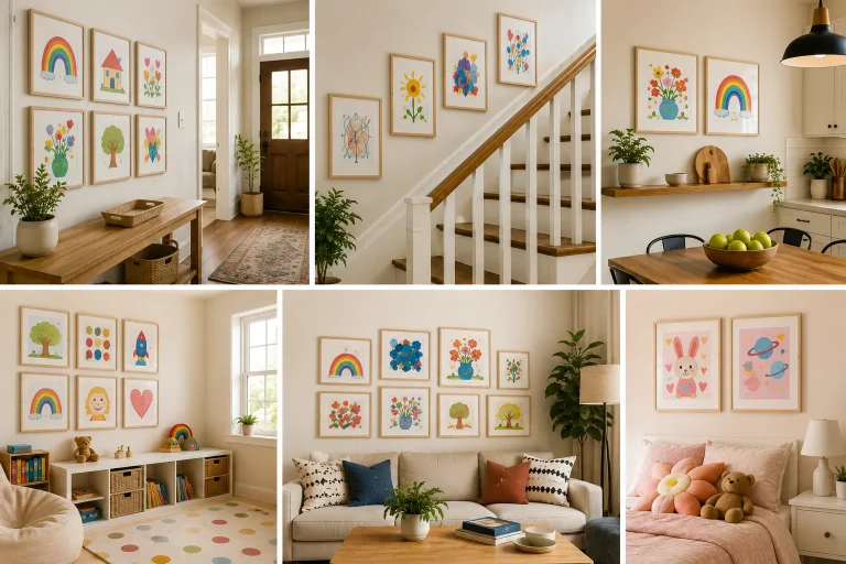 best place to hang kids art frames in a family home