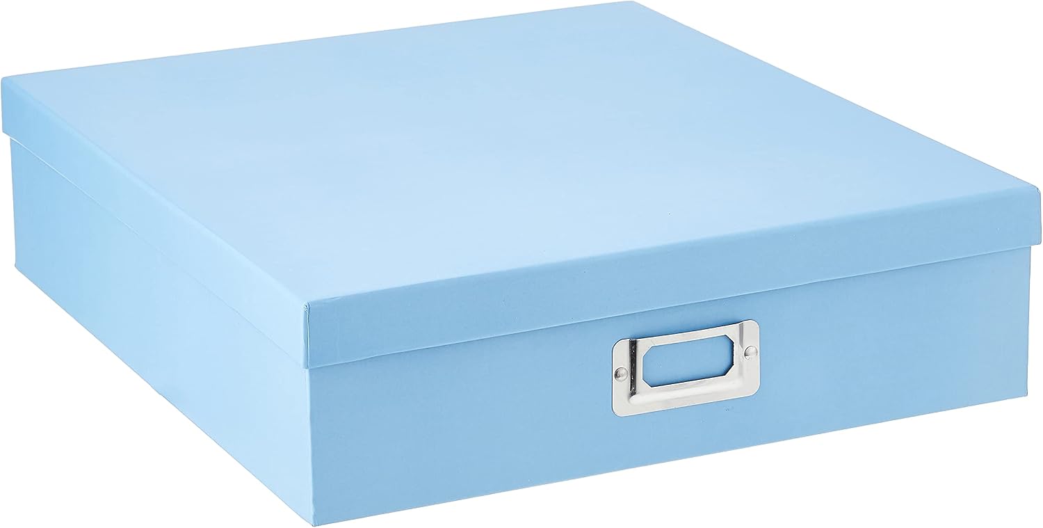 Sky Blue Scrapbook Storage Box for Organizing Albums, Paper Crafts, Photos and Keepsakes