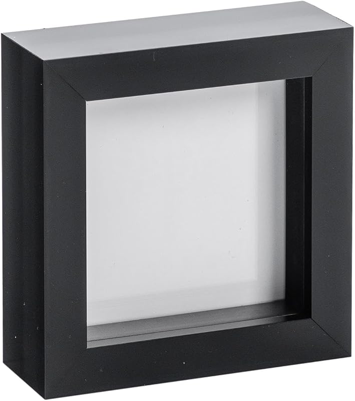 Nicola Spring 4x4 Square Glass Photo Frame, Standing and Hanging, Black