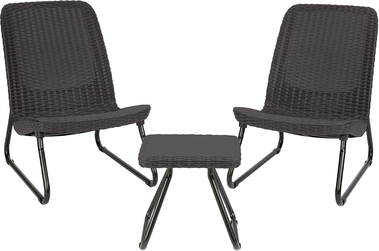 Keter Rio 3-piece resin wicker patio furniture set with side table