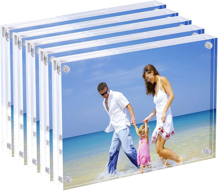 Acrylic Picture Frames 4x6 clear double-sided magnetic desktop display 5-pack