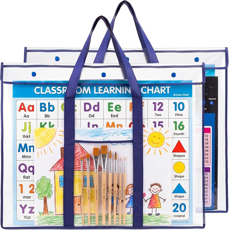 GAMENOTE 2-Pack Large Poster Storage Bags 31.5x25.5 for Classroom Bulletin Board Organization