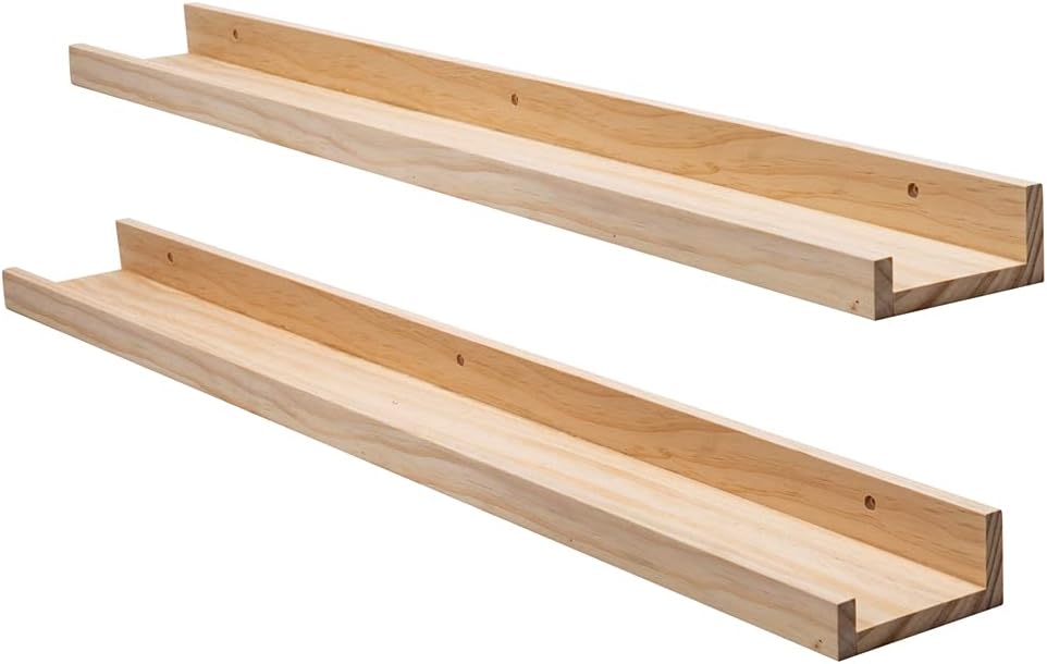 AZSKY natural wood floating shelves for nursery and kids books
