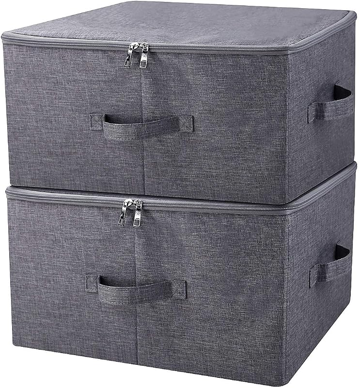 iwill CREATE PRO Pack of 2 Foldable Washable Fabric Clothes Storage Boxes with Zip Lids