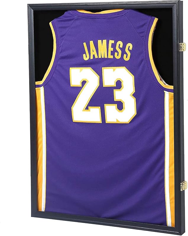 PKaL Large Lockable Jersey Display Frame with 98% UV Acrylic and 2 Hangers
