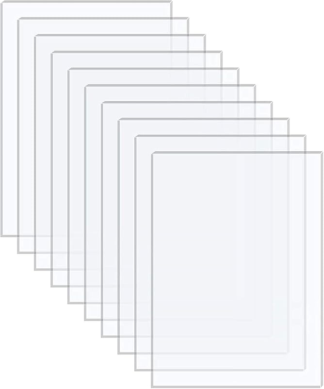 Langaelex Clear Acrylic Sheets, 5x7 Inch 1mm Thick, Picture Frame Replacement, 10 Pack