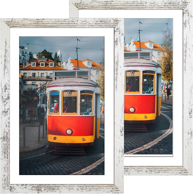 Capcillin 11x17 distressed white wood picture frame set of 2