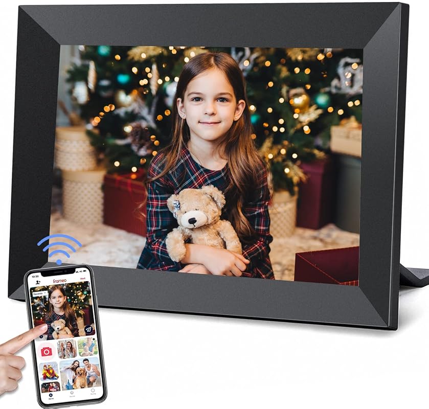 YunQiDeer Frameo 10.1 inch WiFi digital picture frame with HD IPS touchscreen and video slideshow