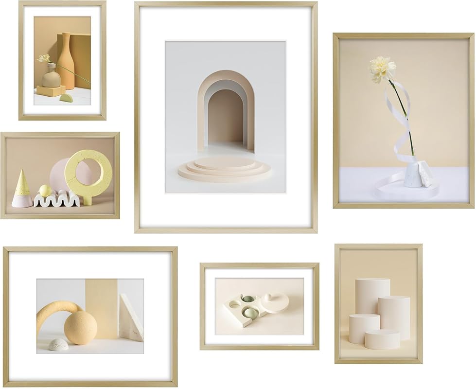 Frametory Gold Aluminum Picture Frames Set of 7 for Gallery Wall Decor