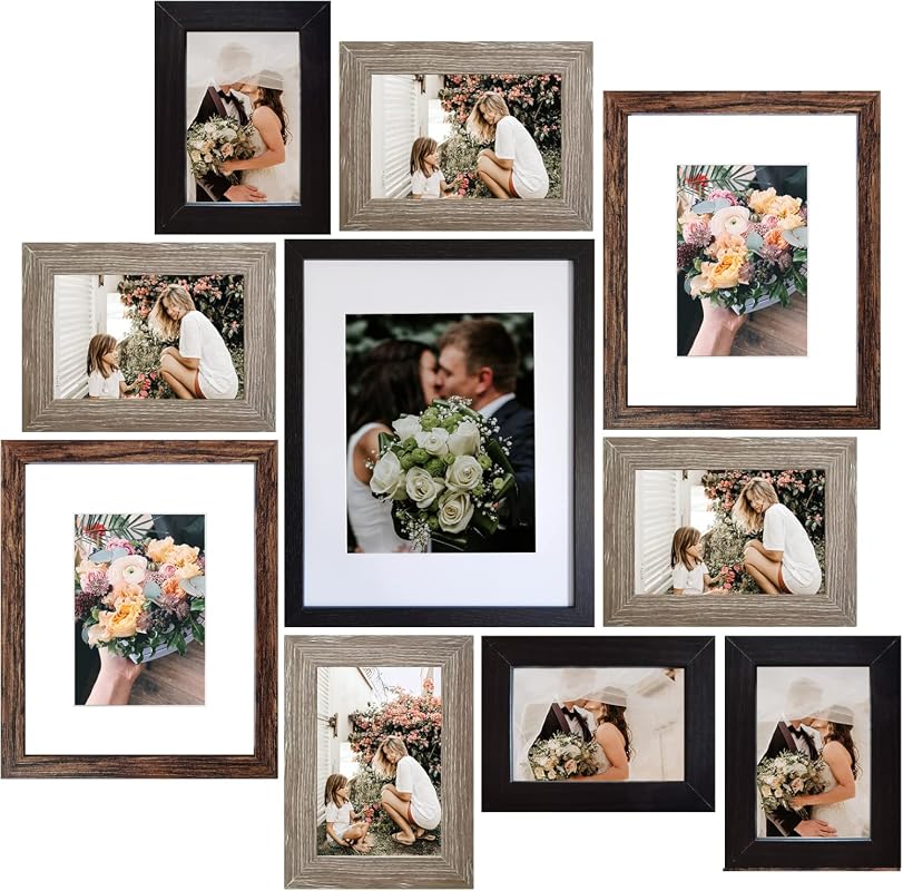 SESEAT 10-Piece Picture Frame Collage Set, Multi-Size Gallery Wall Fra