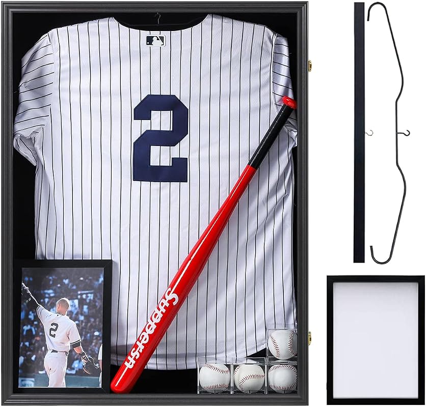 Large Jersey Display Shadow Box with UV protection and lockable black frame