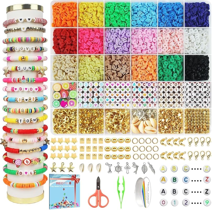 Redtwo 5100-Piece Clay Bead Bracelet Making Kit with Charms for Teens