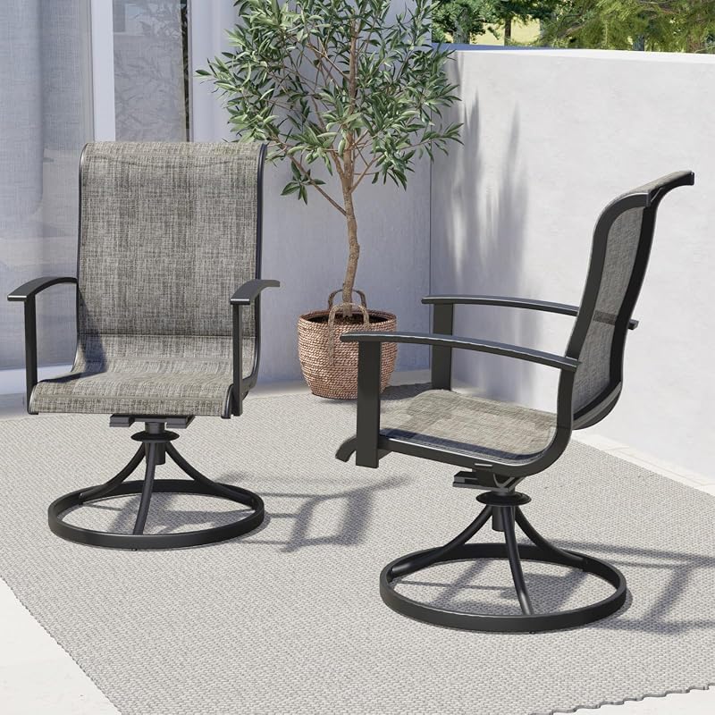 Grand Patio set of 2 outdoor swivel dining chairs with mesh sling rockers