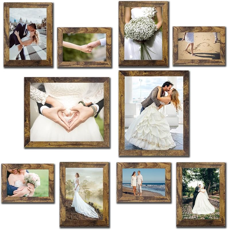 Rustic Farmhouse Picture Frames Set of 10 for Wall or Desk Gallery Display