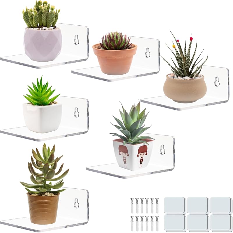 Clear acrylic wall shelves for display and bedroom decor