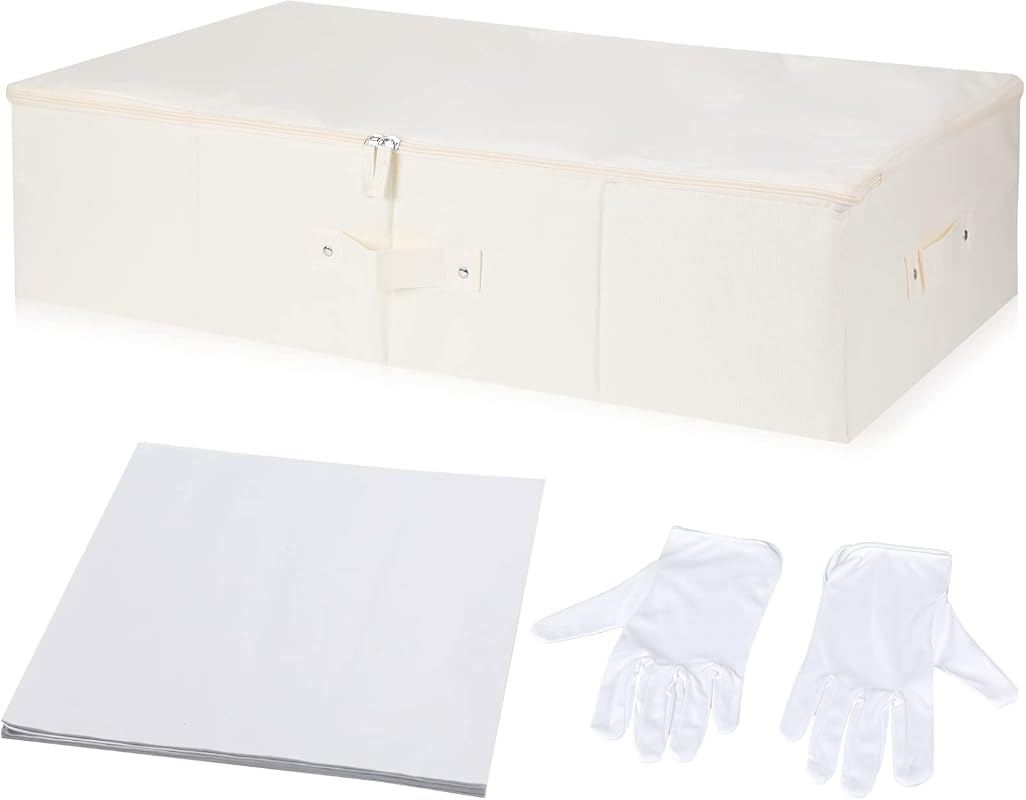 Glenmal SEV-944 Wedding Dress Preservation Box Kit with Acid-Free Tissue Paper and Microfiber Gloves