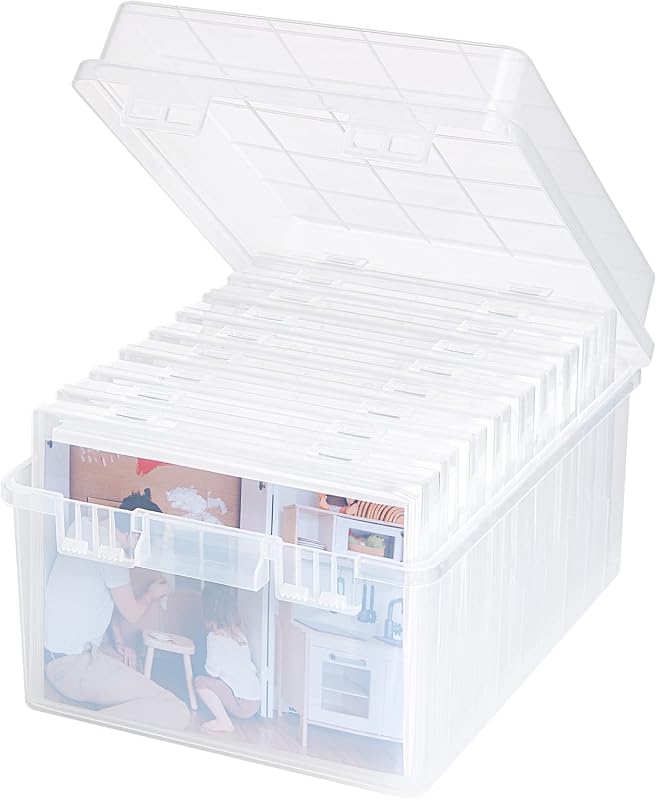 Lifewit Photo Storage Set with 9 Inner Boxes, Clear Craft Organizer Case with Labels