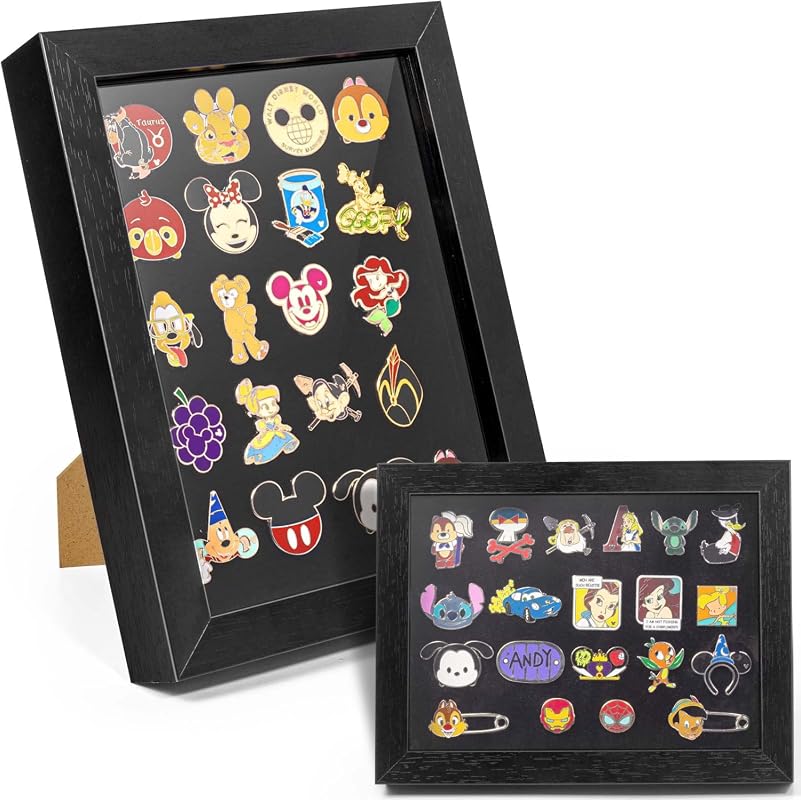 7x9 Black Enamel Pin Display Frame for Wall or Tabletop Display