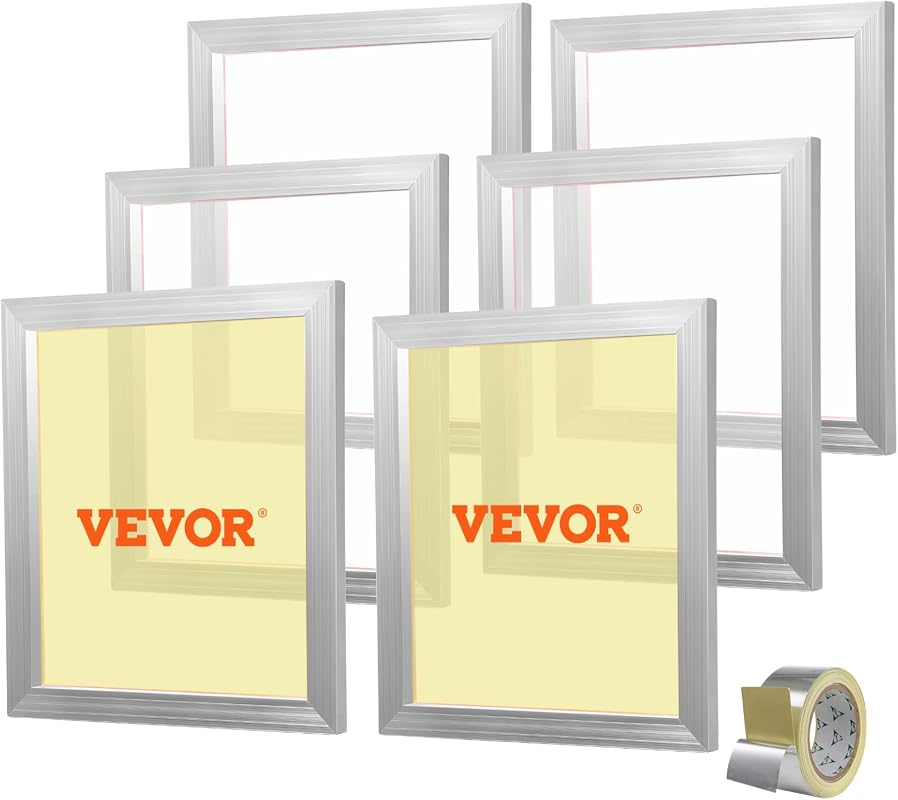 VEVOR 6-Piece Aluminum Screen Printing Kit, 18x20in Frames, 160 Mesh