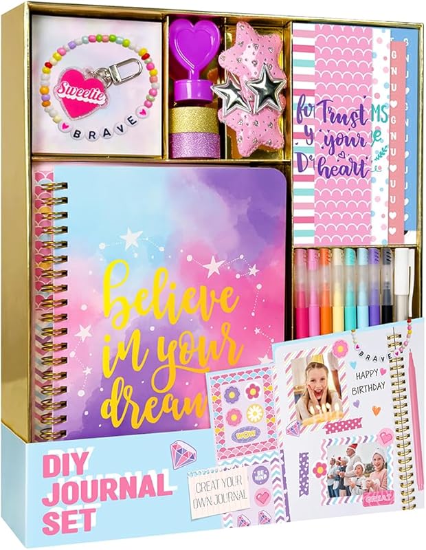 DIY Journal Kit for Tween and Teen Girls, 48-Piece Scrapbook Supplies 