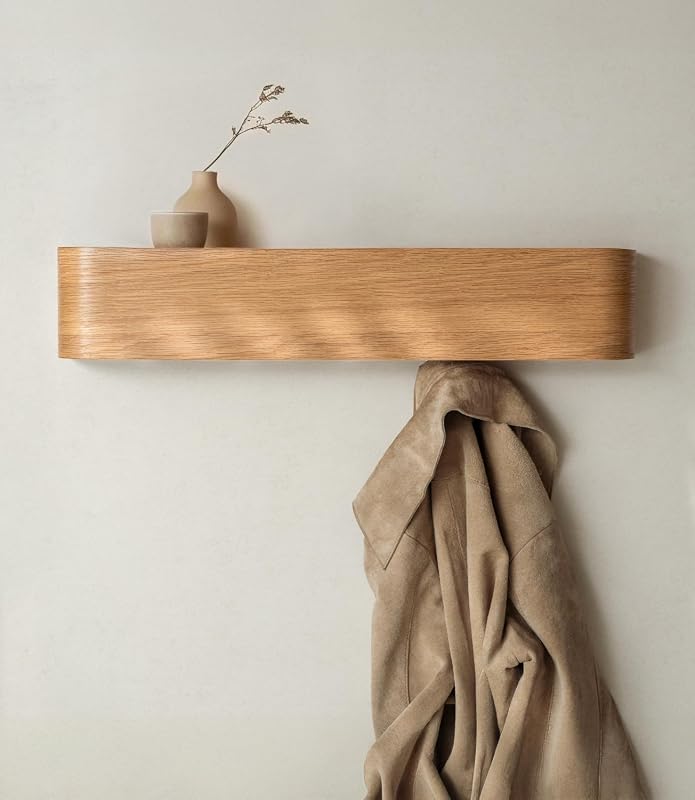Kazai Toke Coat Rack wall-mounted wood veneer panel with hidden hooks