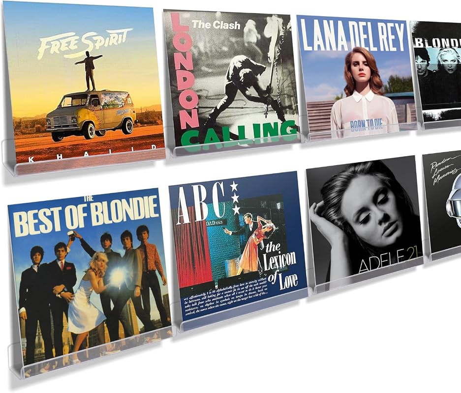 Clear acrylic vinyl record wall mount shelves for display