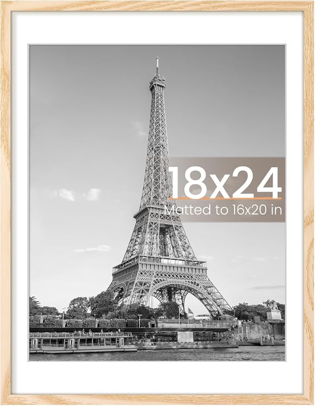upsimples 18x24 Picture Frame, natural style, wall hanging, with mat or without