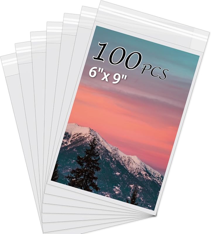 Acid-Free Picture Sleeves 100-pack crystal clear storage bags for 6x9 art prints and photos