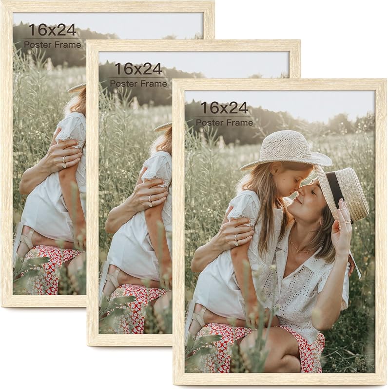 Momentworth 16x24 natural wood grain poster frame set of 3