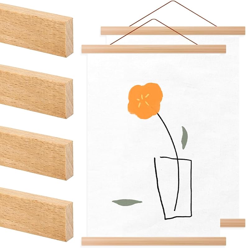 2-Set Magnetic Poster Hanger Frames, 12/16/20 Inch Teak Wood, for Posters and Artwork