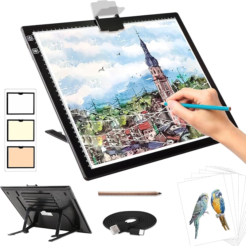Rechargeable A3 Light Pad for diamond painting, tracing, drawing, and sketching