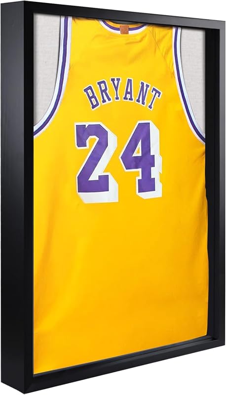 1DOT2 20x30 Large Jersey Shadow Box Frame with Pine Wood and Acrylic, Classic Black