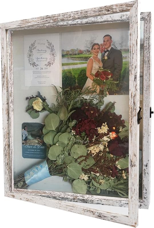 13x16 wedding bouquet shadow box display case with real glass door