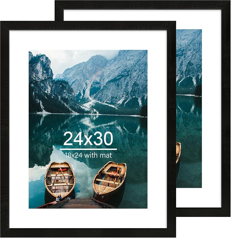 Hongkee 24x30 rustic black wood frame set of 2 for wall mount display