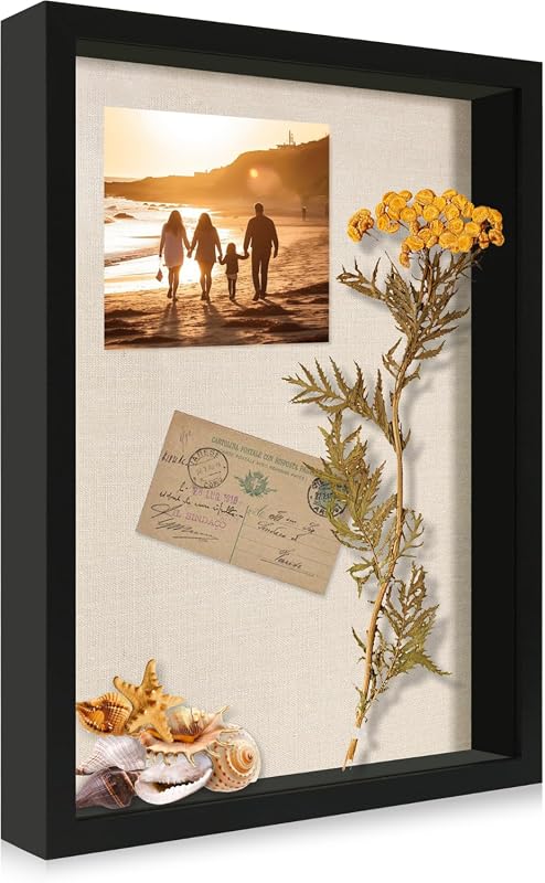 12x16 Large Shadow Box Picture Frame with Soft Linen Back and Tempered Glass