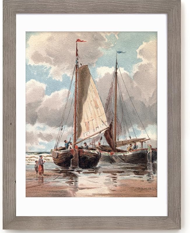 Solid elm wood 18x24 picture frame with real glass and grey rustic finish