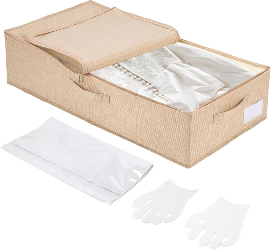 Wedding Gown Preservation Box with 40 Acid-Free Tissue Sheets and Microfiber Gloves