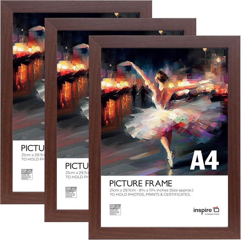 Inspire By Hampton WELFORD A4 dark wood poster frame pack of 3