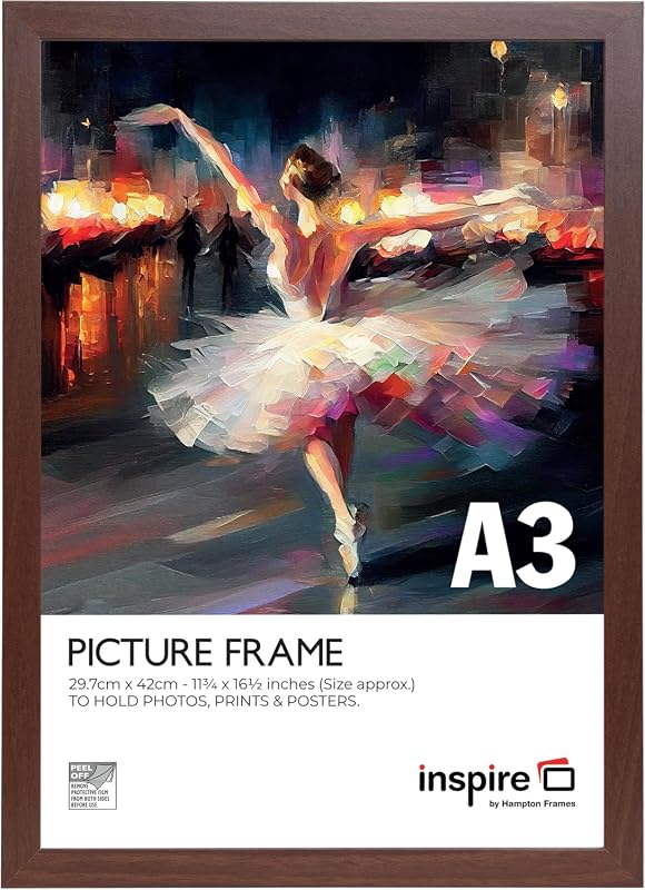 Inspire By Hampton WELFORD A3 dark wood poster frame with acrylic front