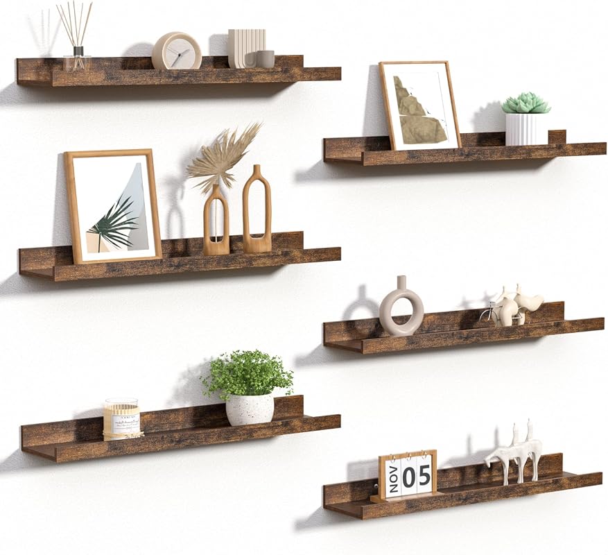 upsimples floating shelves set of 6 for framed art and storage