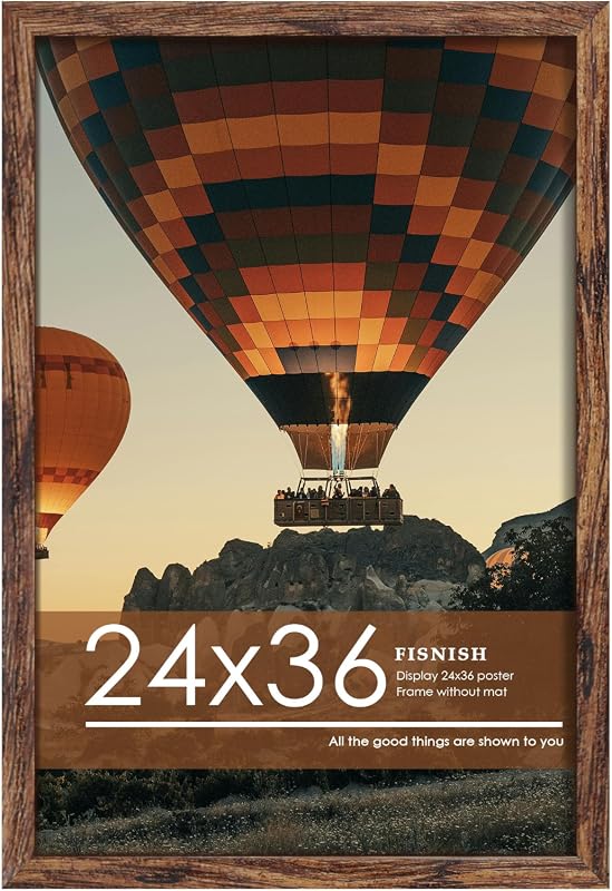 Brown 24x36 poster frame with HD plexiglass for photos and prints