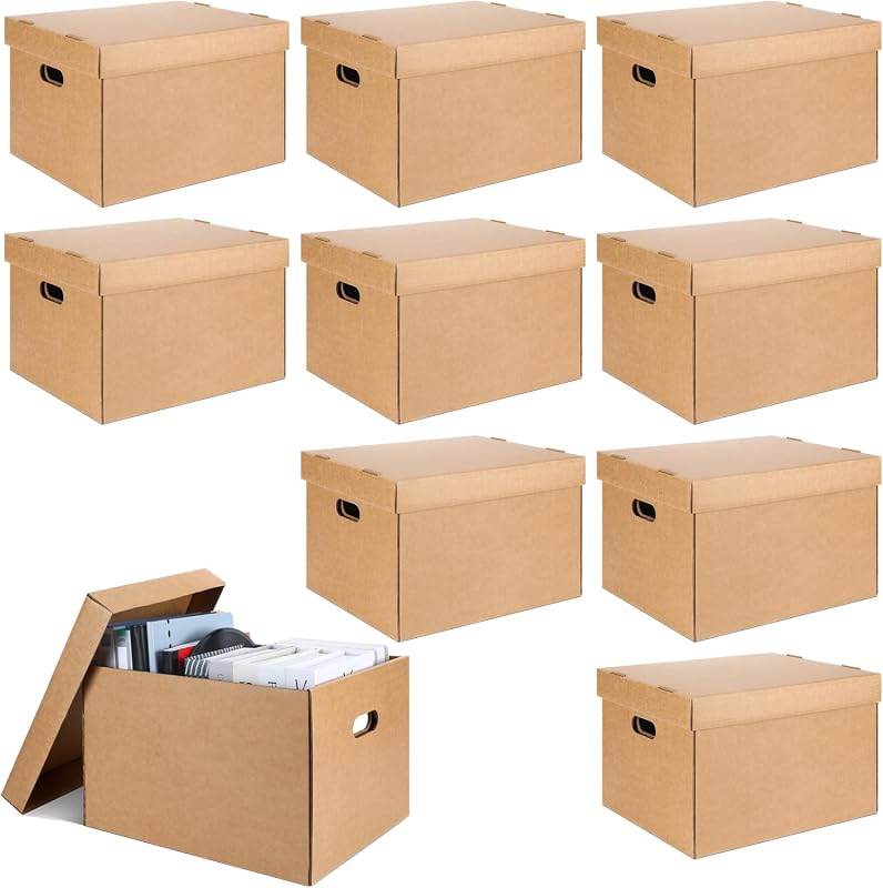 10-Pack 15 x 12 x 10 Archival Storage Cartons, Acid-Free Buffered Boxes for Photos and Documents