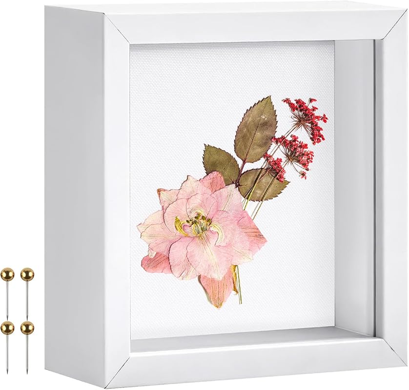 Small 5x5 Shadow Box Frame with Linen Back and Metal Push Pins