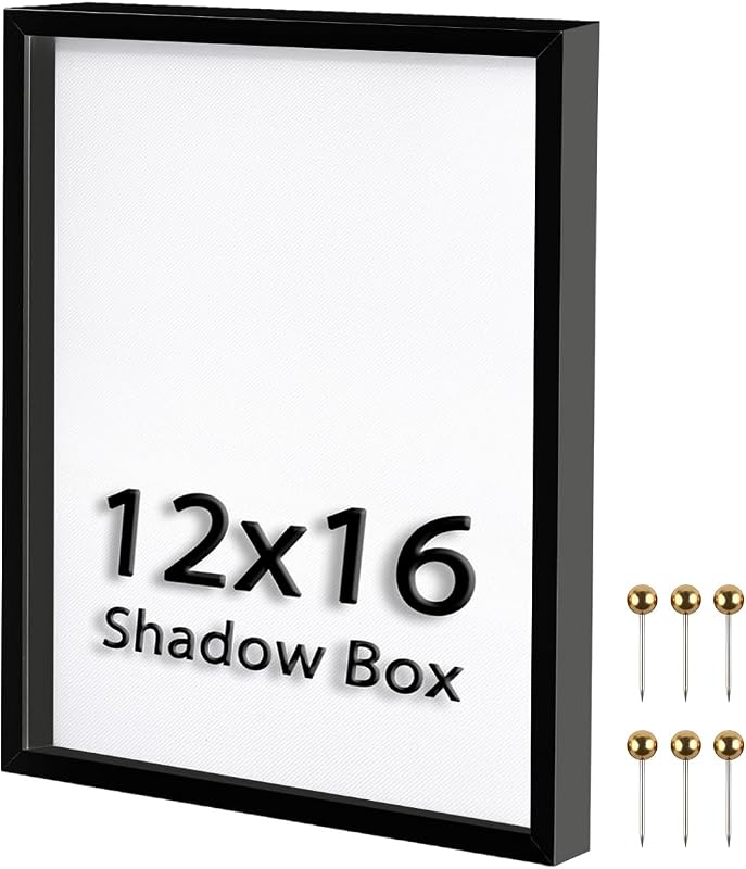 12x16 Large Shadow Box Frame with Linen Back and Push Pins