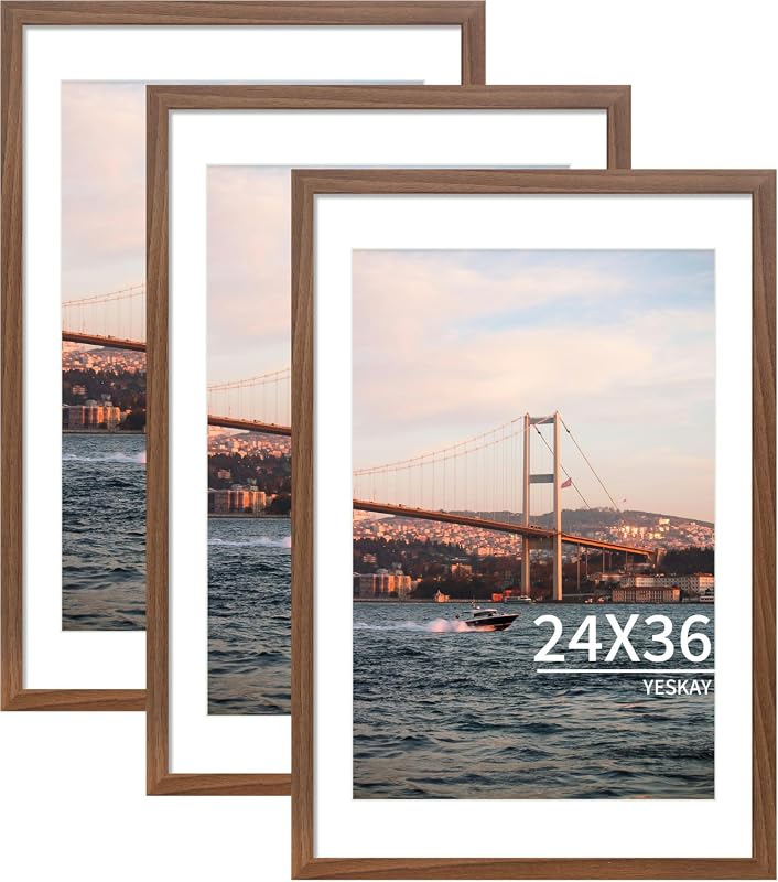 YESKAY 24x36 picture frame brown set of 3 for 20x30 or 24x36 display