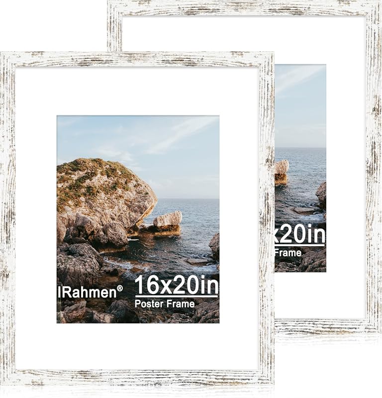 iRahmen 16x20 distressed white wood picture frame set of 2