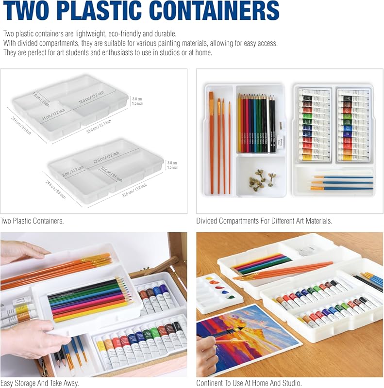 55-Piece Mixed Media Art Set with Sketch Box Easel for Beginners