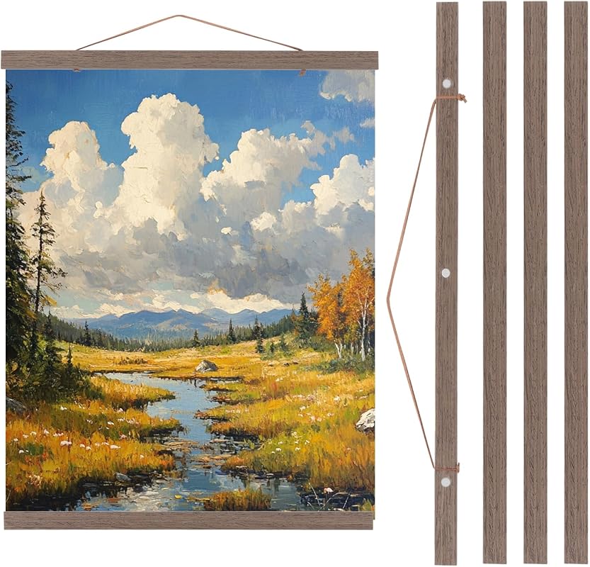 PATIKIL 2-set magnetic wooden poster hanger frame for 24-inch photos and artwork