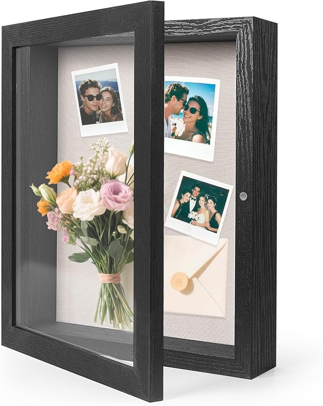 HOUSE DAY 11x14 Front Open Magnetic Shadow Box Frame with Linen Back and Pins