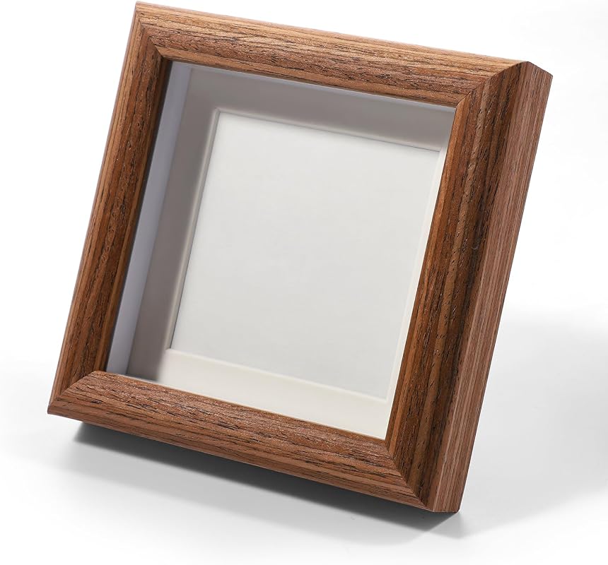 4x4 Solid Wood Shadow Box Frame for Memorabilia, Medals, and Photos